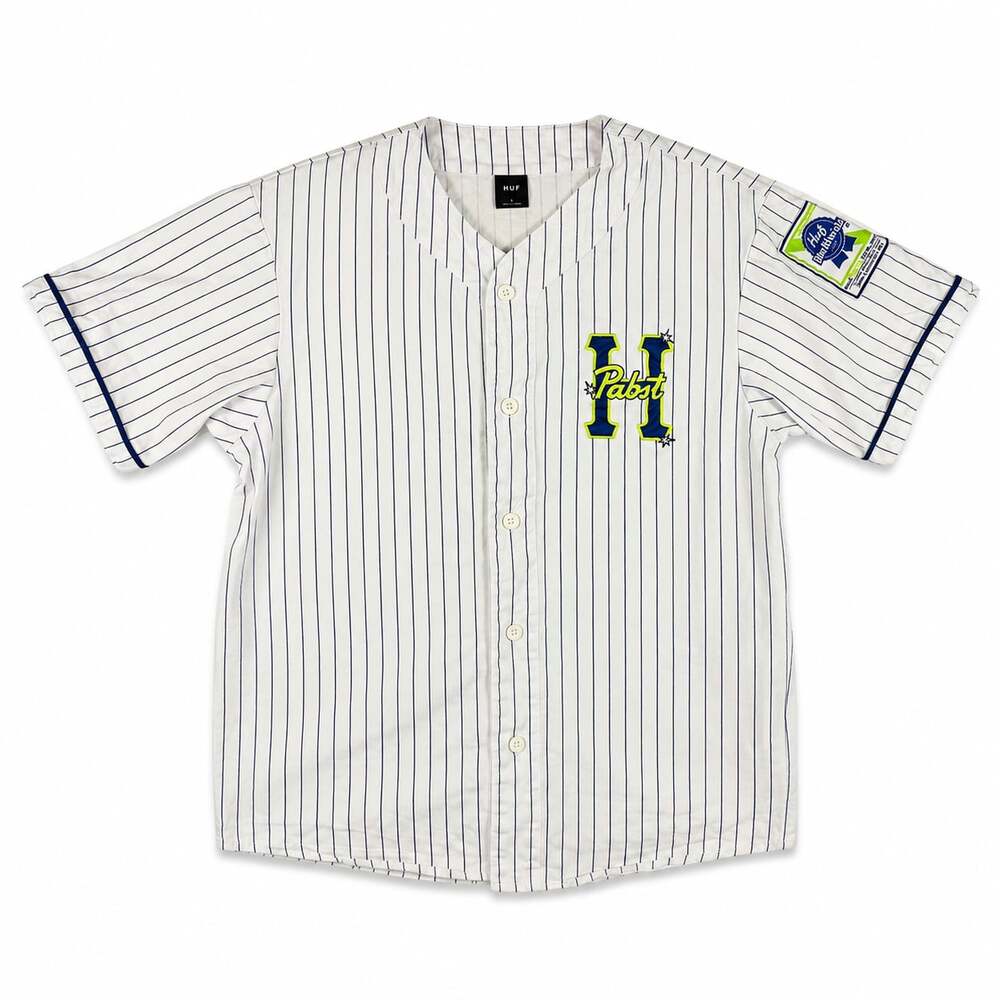 HUF x Pabst Blue Ribbon Twill Pinstripe Baseball Jersey
